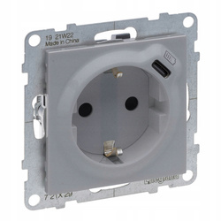 LEGRAND Suno ALUMINIUM Gniazdo zasilające + USB-C 721329