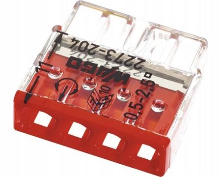 SZYBKOZŁĄCZKA WAGO NA DRUT 4x0,5-2,5mm² 100szt