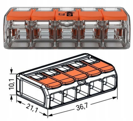 Szybkozłączka Wago 221-615 5x 0,5-6 mm² / 5 41A 1szt