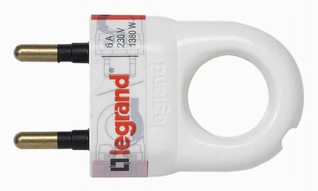 Plastikowa wtyczka z pierśc. 2P 6A Legrand 050162