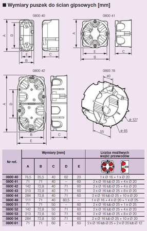 Puszka do gk karton-gips potrójna 40mm fi68 3x60 LEGRAND 080043