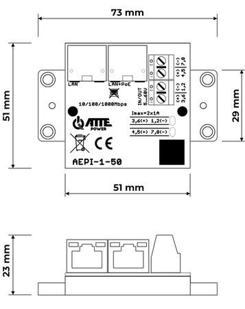 AEPI-1-50 Adapter PoE Passive 1 kanałowy 10/100/1000Mbps